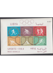 1964 - LIBIA foglietto non dentellato Olimpiadi Tokyo 6 valori nuovo
